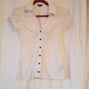 Small white and black polka dot blouse